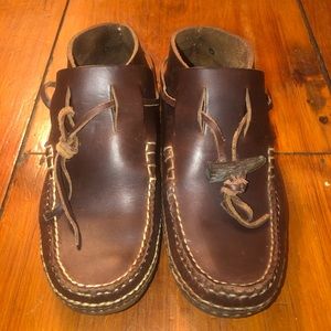 Brown leather moccasins